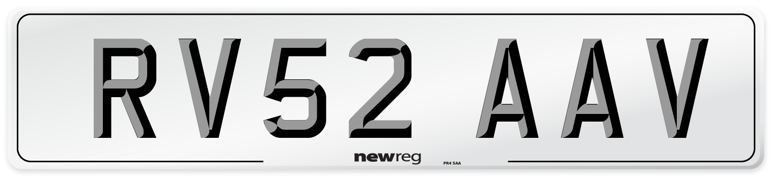 RV52 AAV Number Plate from New Reg
